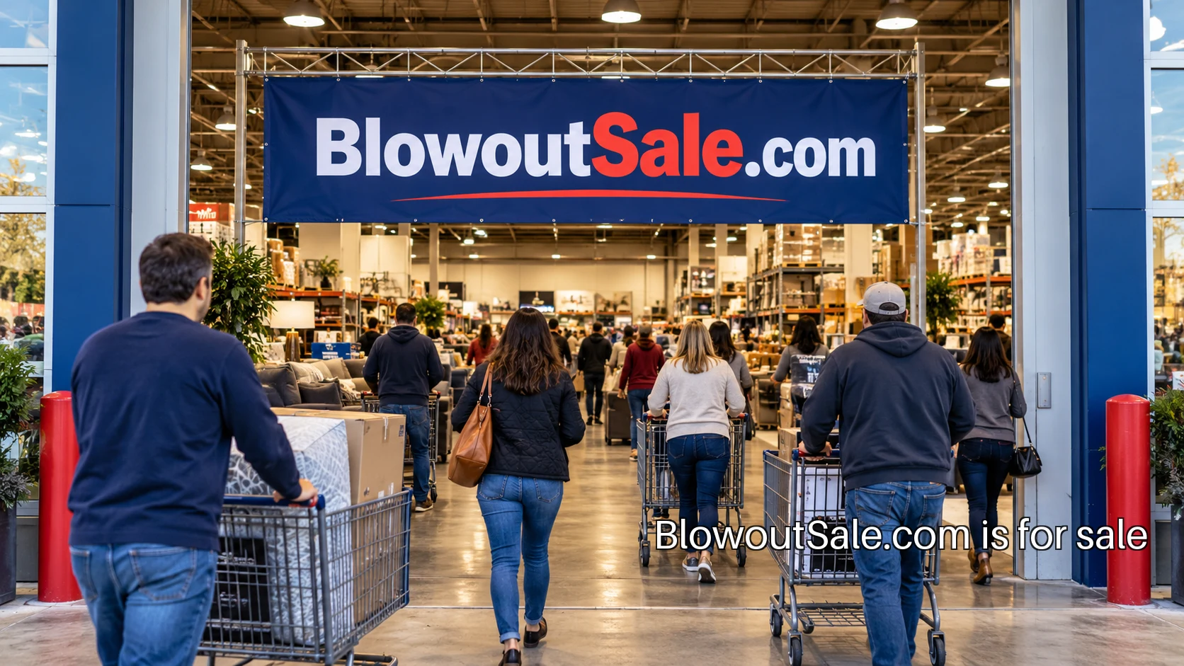 A city warehouse sale entrance ready for visitors